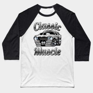 Classic Muscle Car Hot Rod Cartoon Baseball T-Shirt